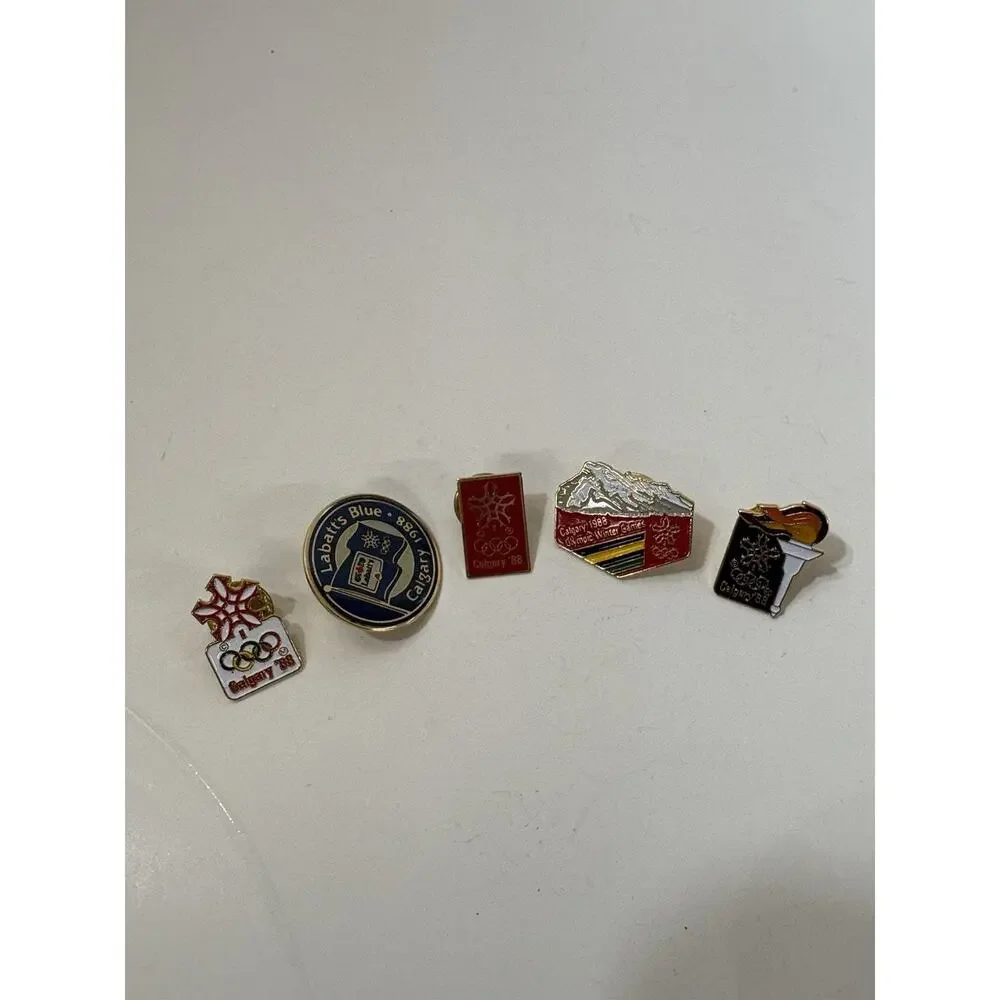 Lot Of 5 Vintage 1988 Calgary Canada Winter Olympic Games Lapel Pins